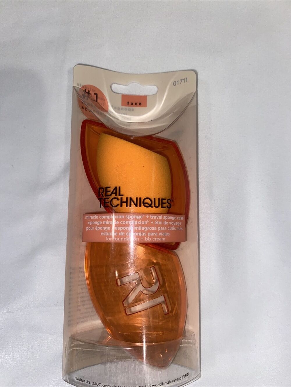 Real Techniques Miracle Complexion Sponge + Travel Sponge Case 01711 New in Box